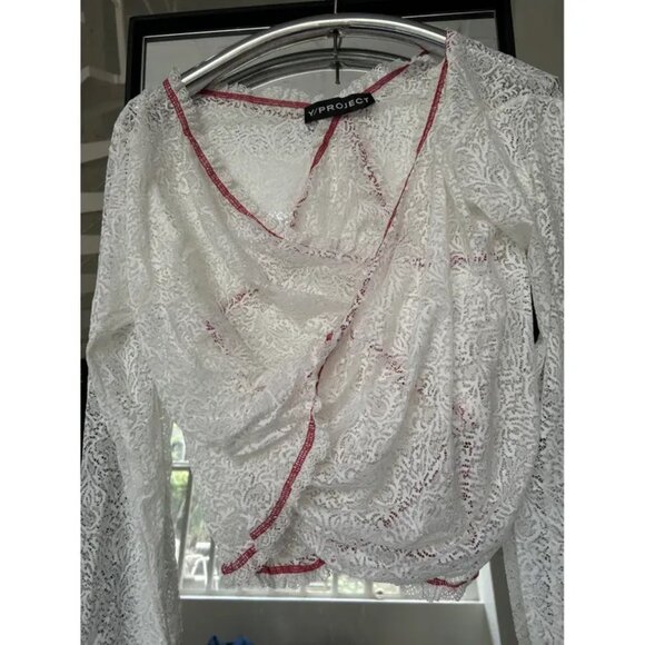 Y/PROJECT WHITE TWISTED LACE L/S TOP, MEDIUM - Picture 4 of 12